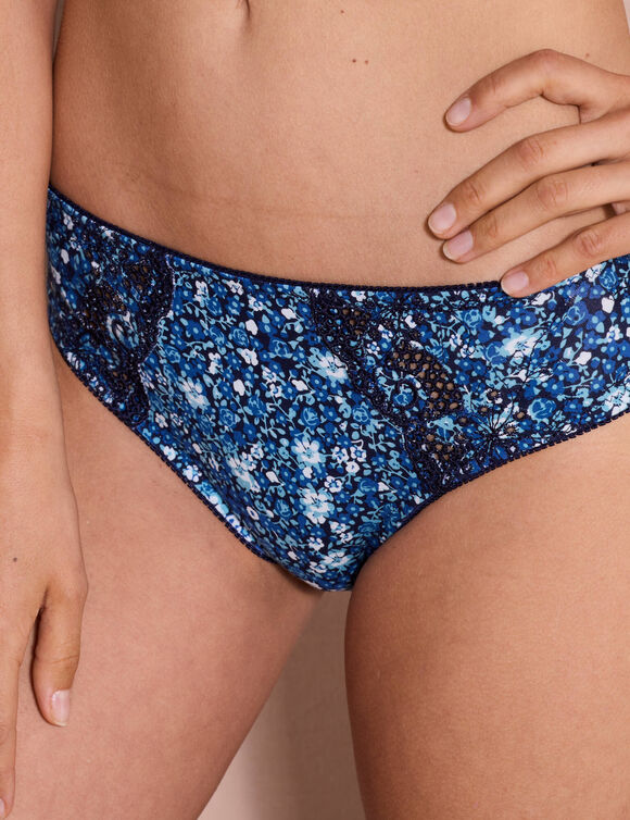 Geborduurde midislip in katoen met bloemenprint Olbia - set van 2 (blauw) Geborduurde midislip in katoen met bloemenprint Olbia - set van 2 (blauw)